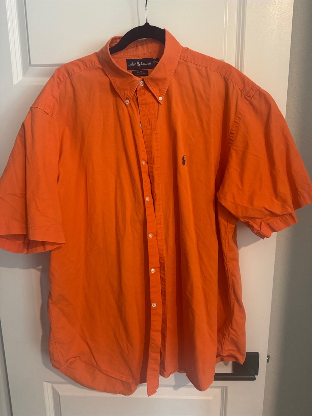 Ralph Lauren Men’s Bright Orange Short-Sleeve Button-Down Shirt